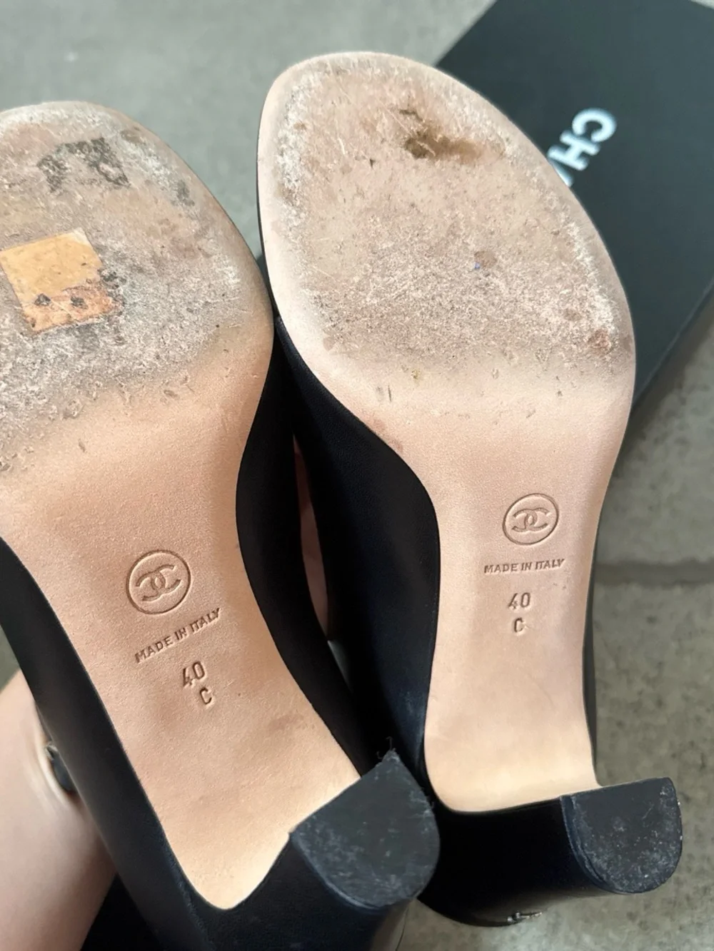 CHANEL Peep-Toe Thong Black Leather Mary Jane